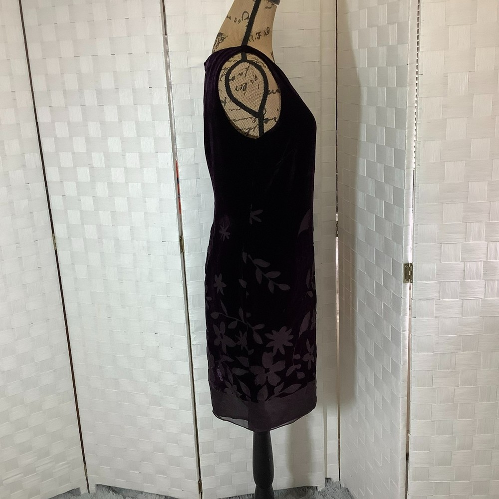 Liz claiborne night plum purple floral velvet dress size 8 - Picture 5 of 13